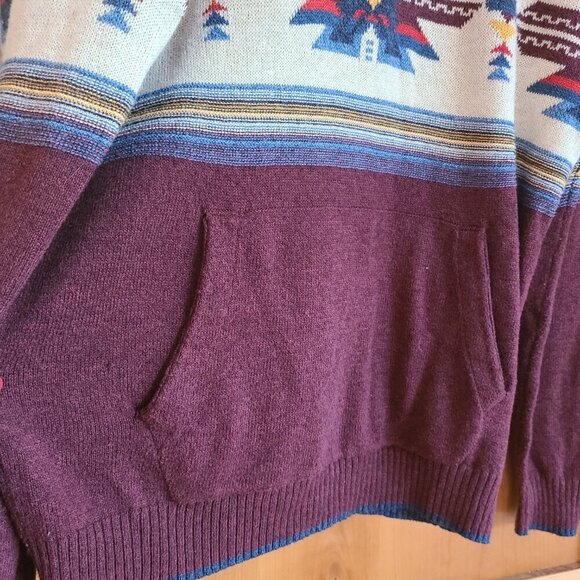 American Eagle Wool Blend LARGE Hoodie Sweater Southwest Knit Tribal Mens Aztec - Picture 4 of 6